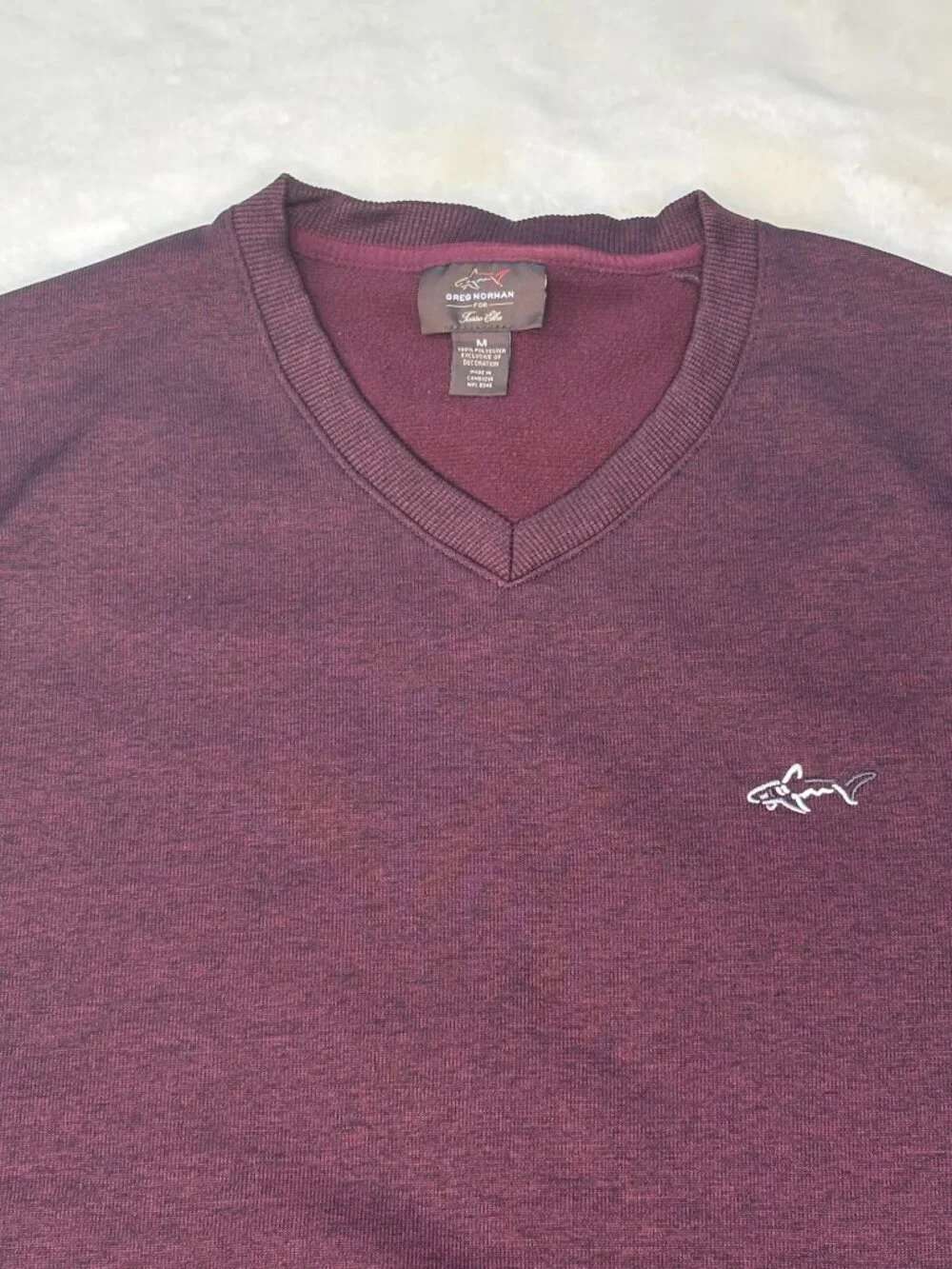 Greg Norman for Tasso Ella Men's Heathered Burgundy/Maroon V-Neck Pullover